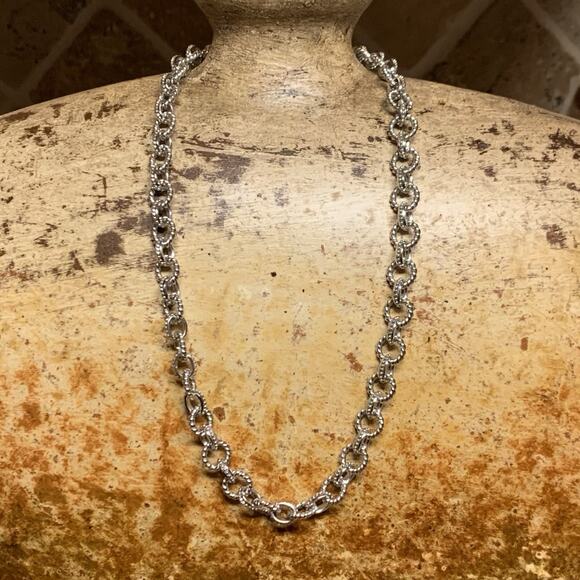 Judith Ripka Chain 19 Inches Sterling Silver Roped and Beaded Links - Picture 3 of 8